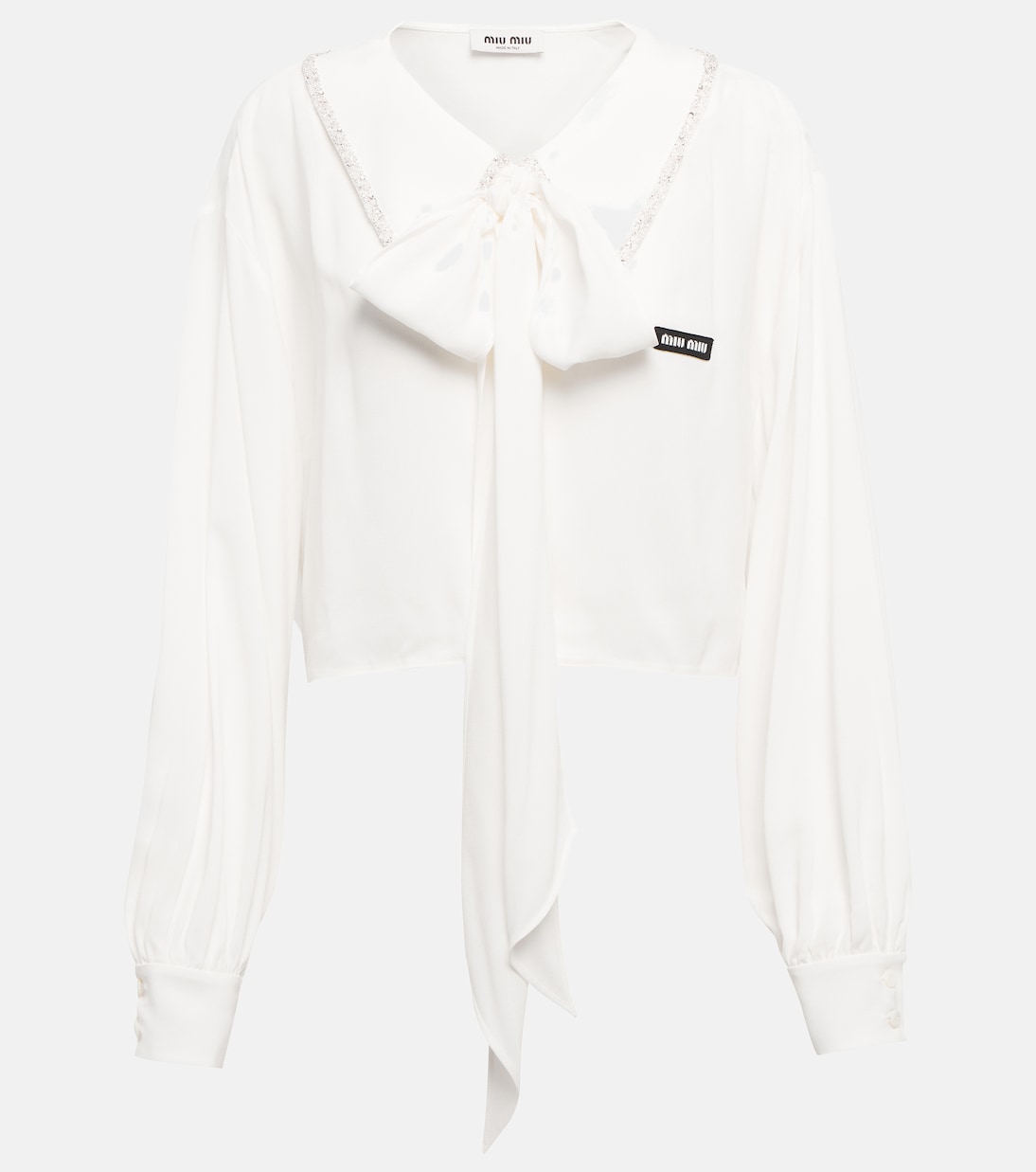 Blusa in sablé con ricami | Miu Miu