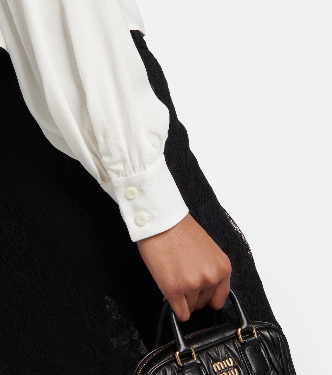 Blusa in sablé con ricami | Miu Miu