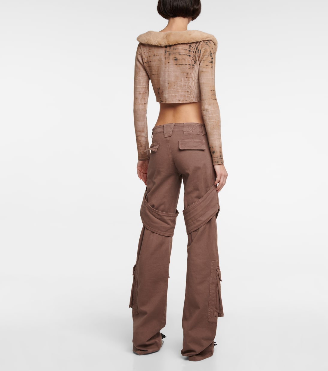 Cardigan cropped con pelliccia sintetica | Blumarine