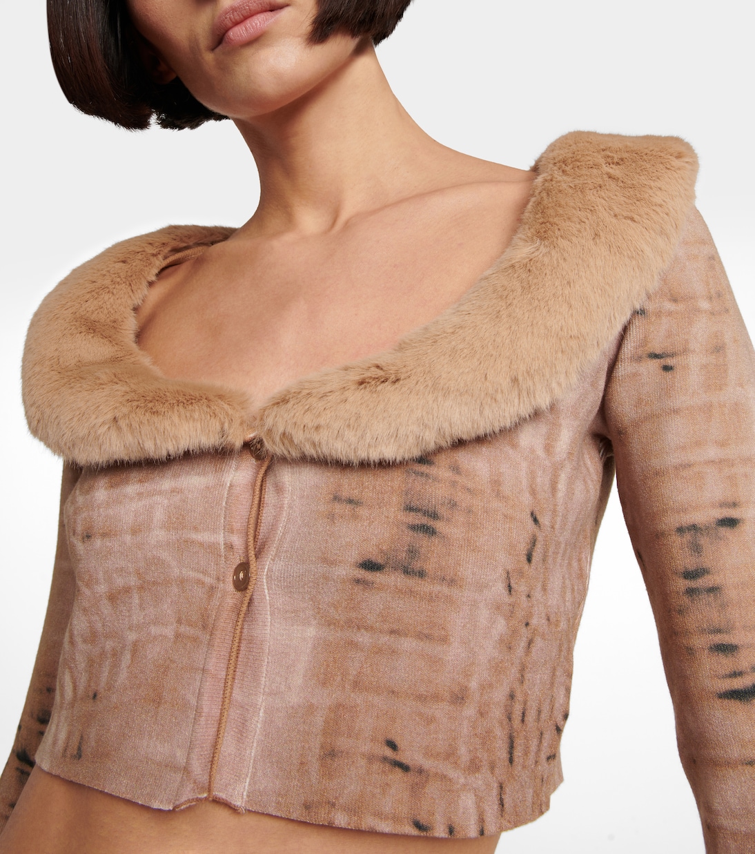 Cardigan cropped con pelliccia sintetica | Blumarine