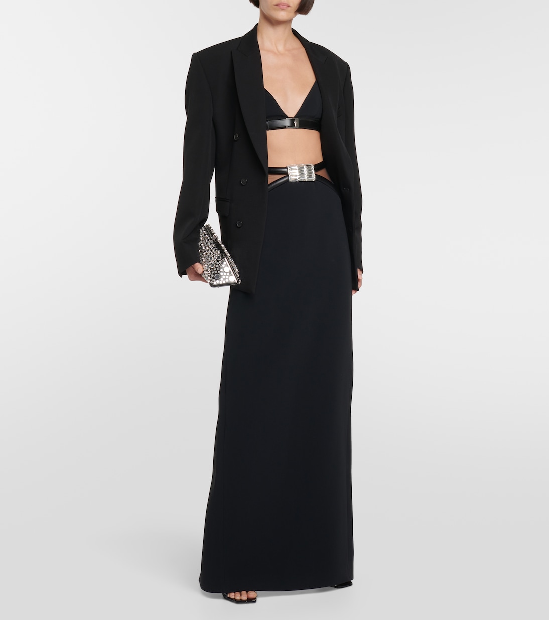 Embellished cutout cady maxi skirt | David Koma