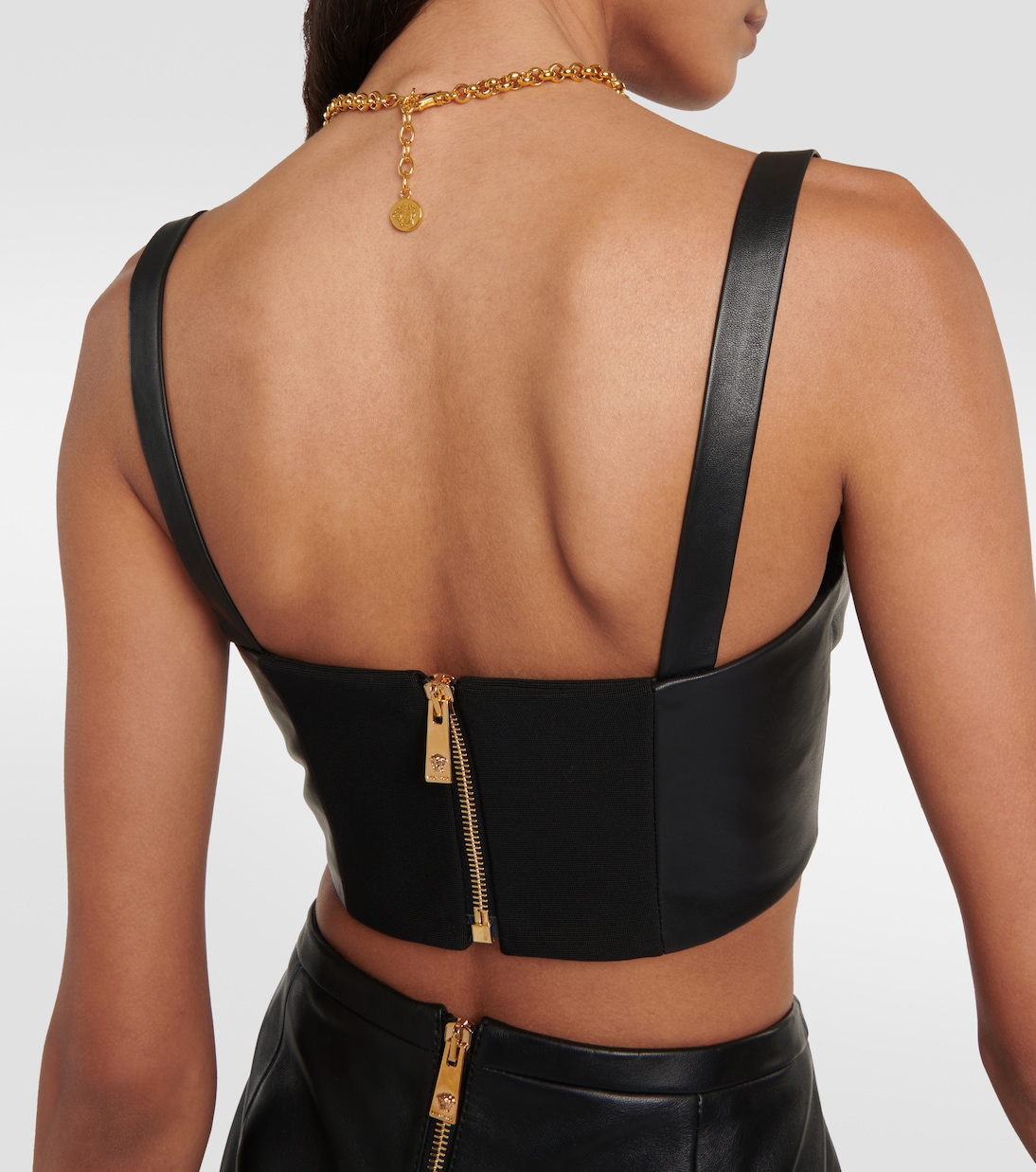 Top raccourci Medusa '95 en cuir | Versace