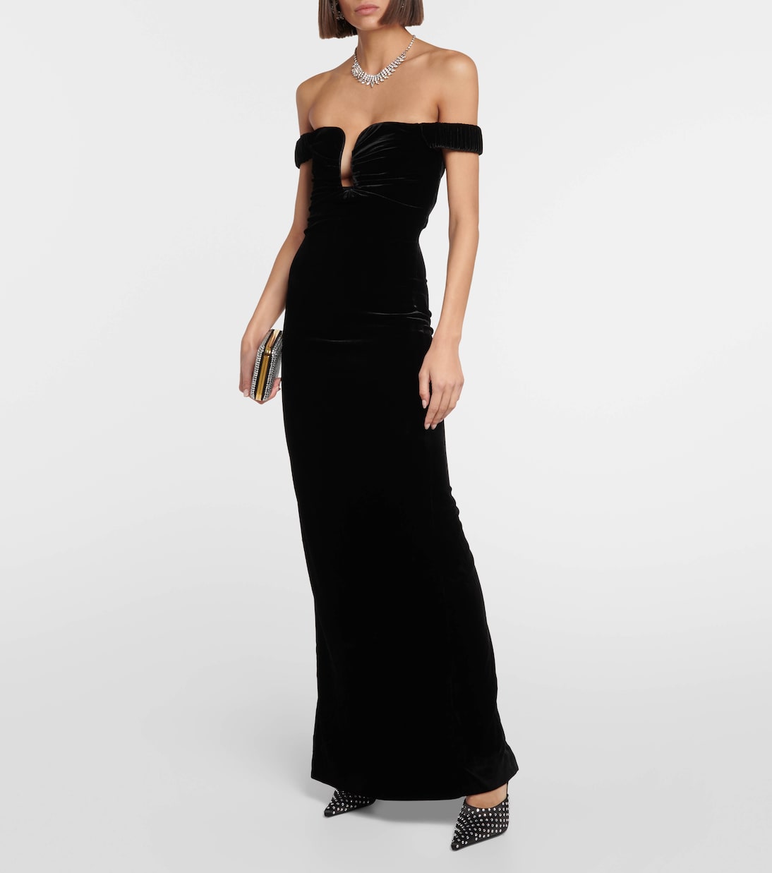 Off-shoulder velvet gown | Roland Mouret