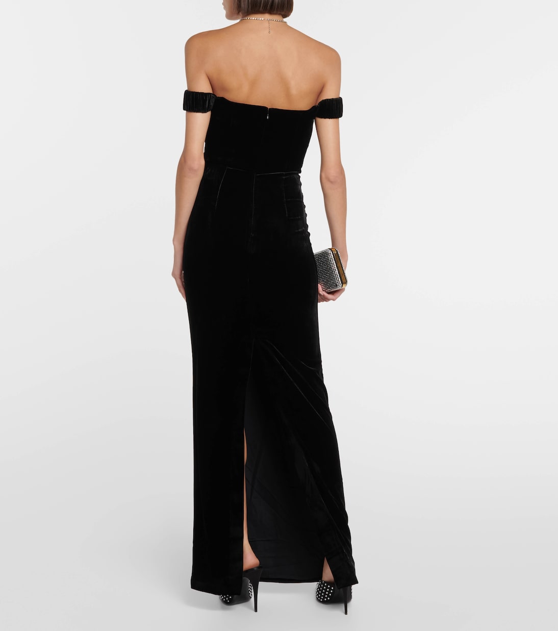 Off-shoulder velvet gown | Roland Mouret