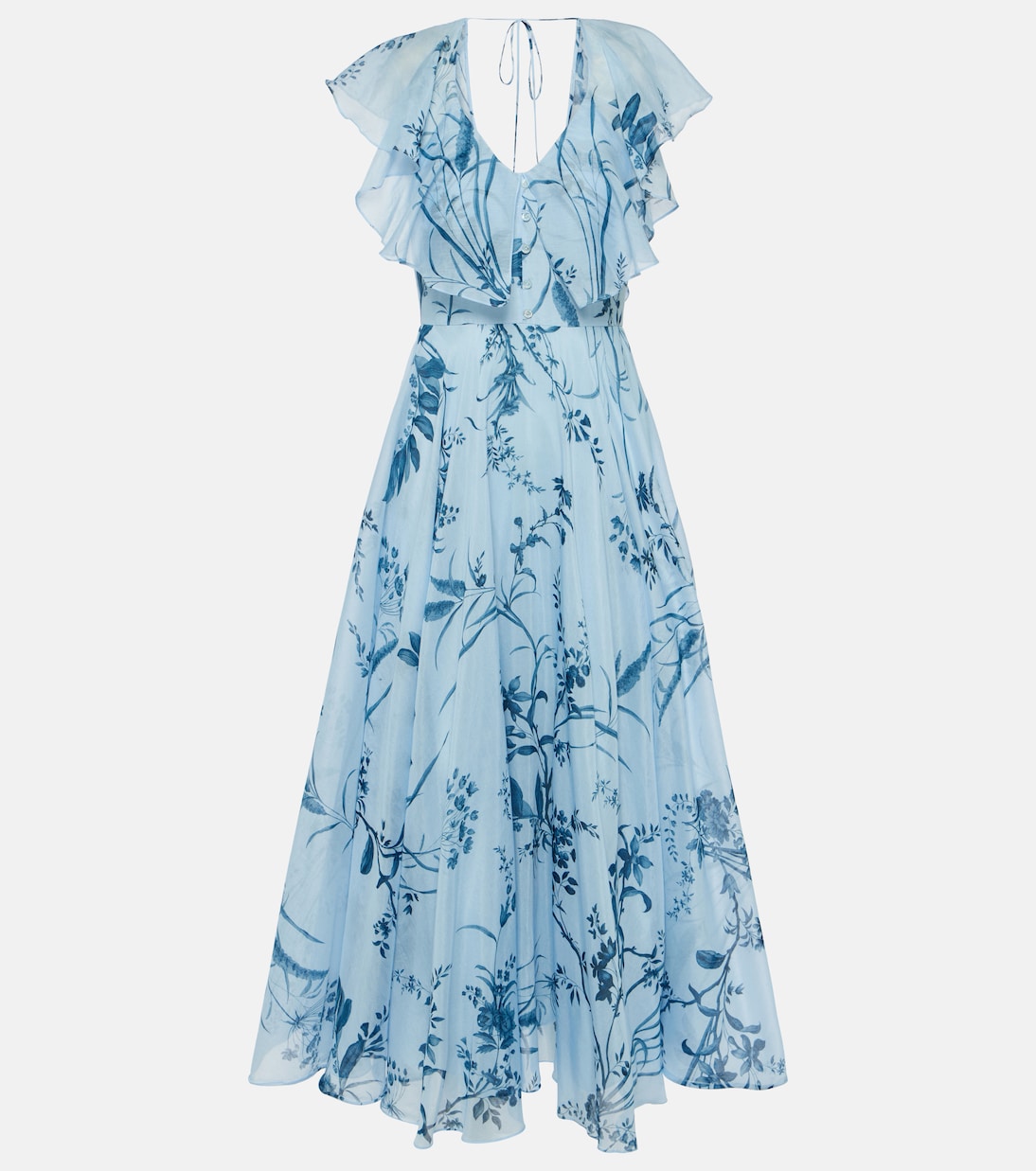 Vestido midi de algodón y seda estampado | Erdem