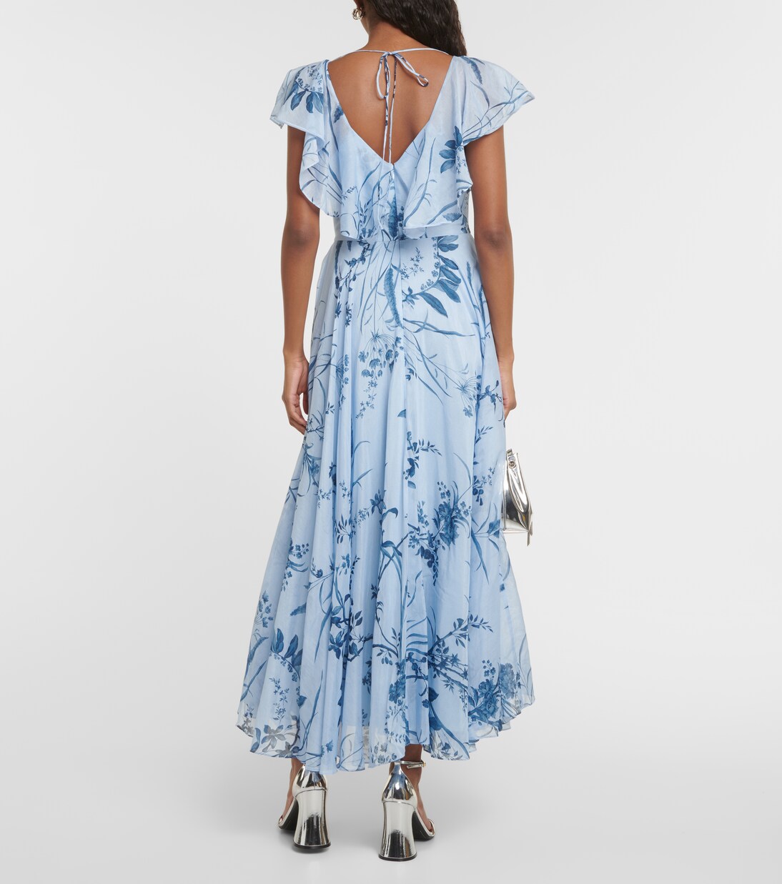 Vestido midi de algodón y seda estampado | Erdem