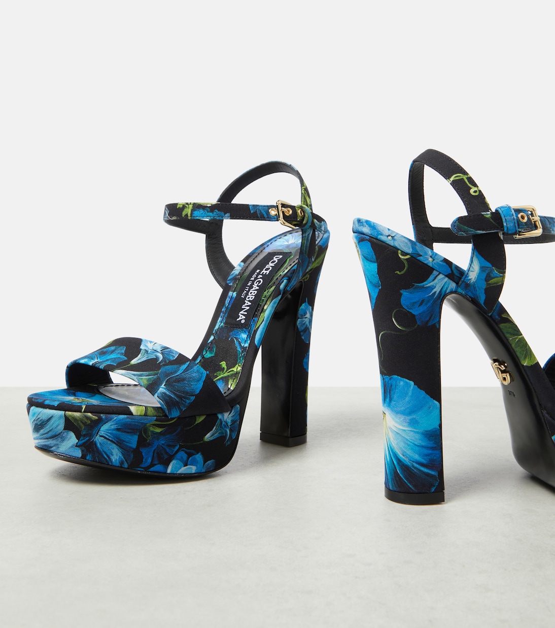 Floral satin platform sandals | Dolce&Gabbana