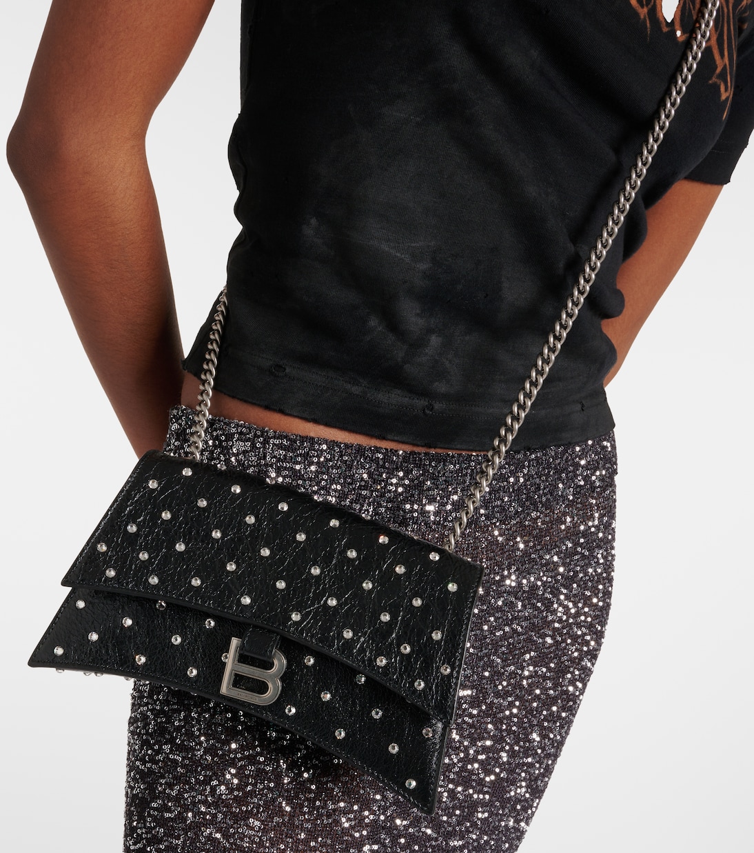 Verzierte Schultertasche Crush XS aus Leder | Balenciaga