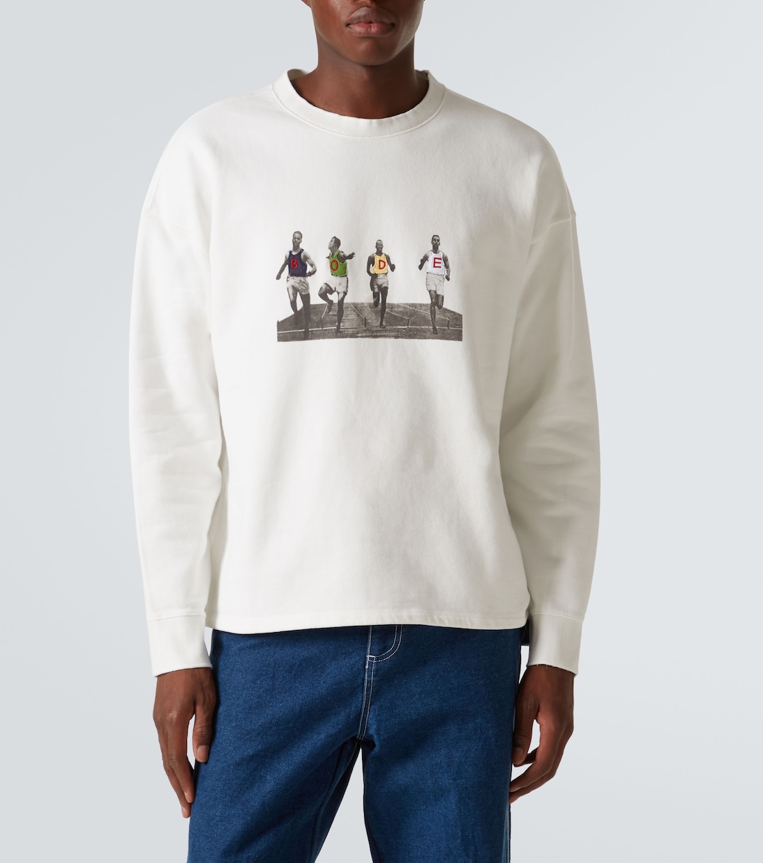 Finish Line patch-appliqué cotton sweatshirt | Bode