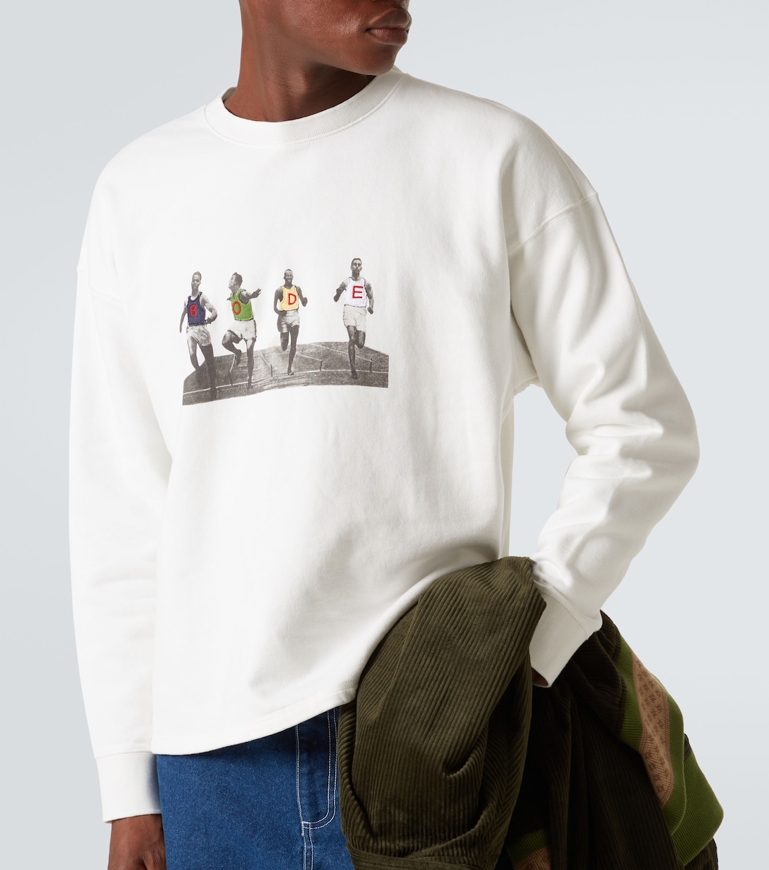 Finish Line patch-appliqué cotton sweatshirt | Bode