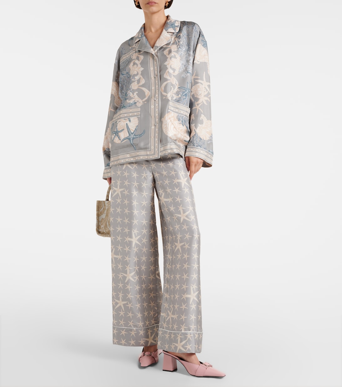 Pantalon ample Stella Marina en soie | Versace