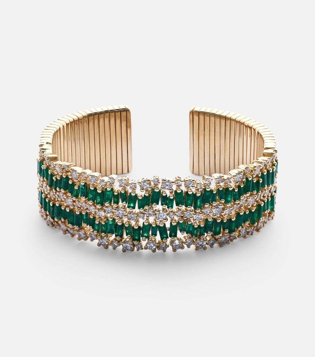 Bracciale in oro 18kt con smeraldi e diamanti, design esclusivo per giovani trendsetter