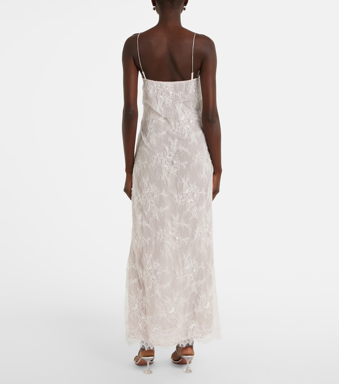 Vestido largo Rebrode de encaje adornado | Blumarine