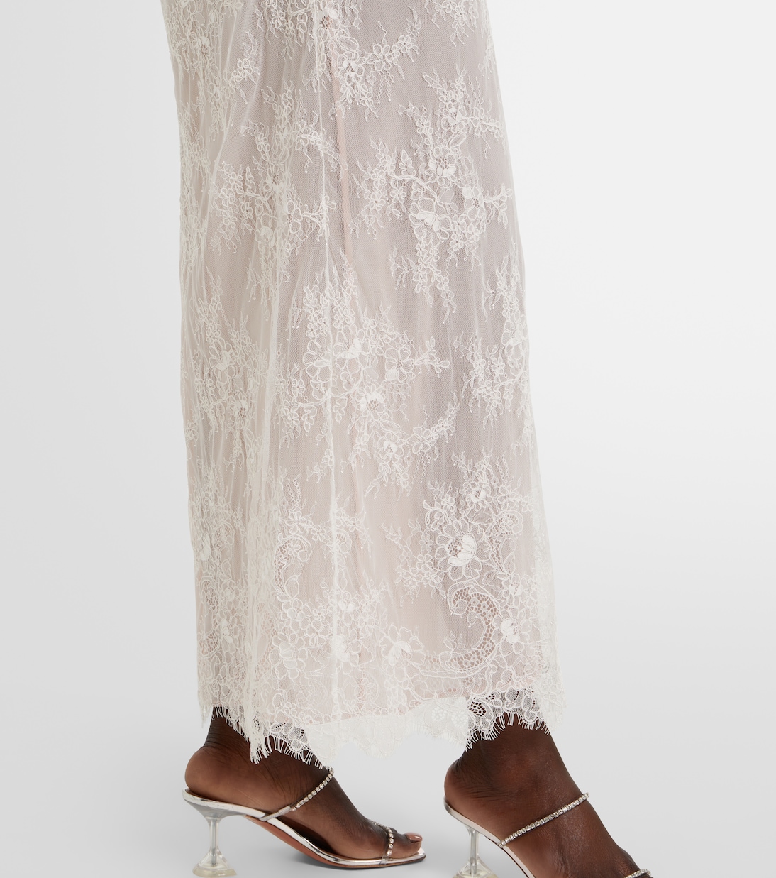 Vestido largo Rebrode de encaje adornado | Blumarine