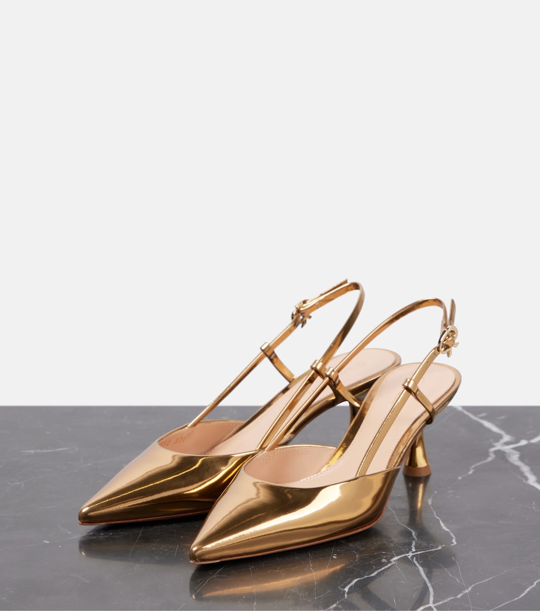 Slingback-Pumps Ascent 55 aus Metallic-Leder | Gianvito Rossi