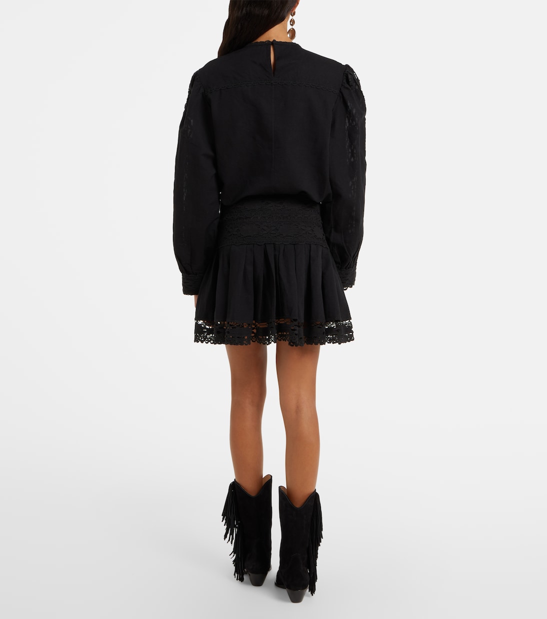 Mini-jupe Violana brodée en lin et coton | Marant Etoile