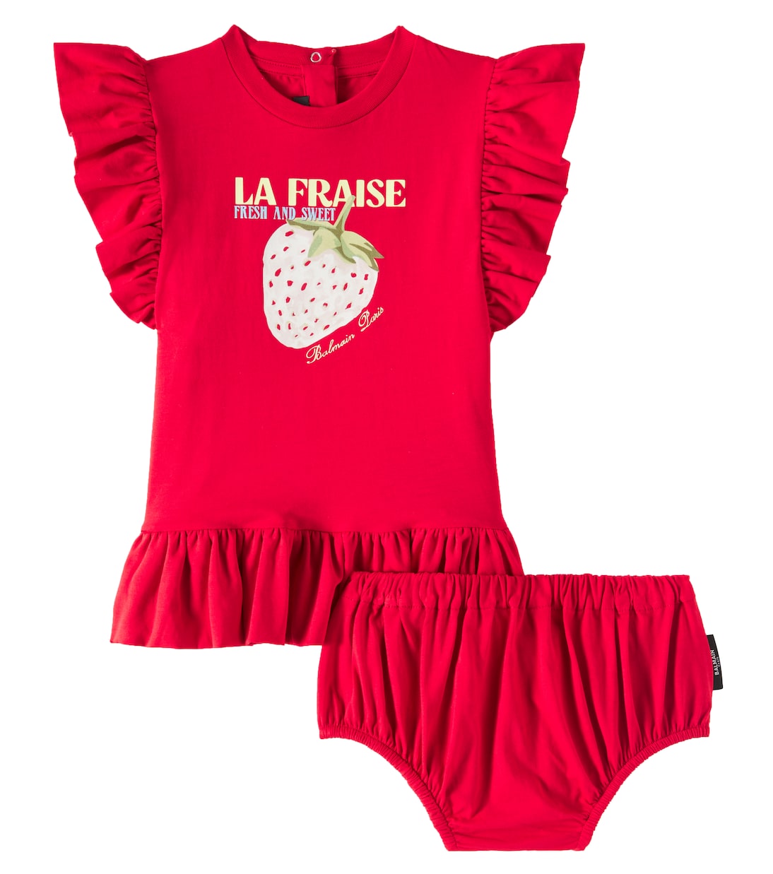 Baby - Abito in jersey di cotone con culottes | Balmain Kids