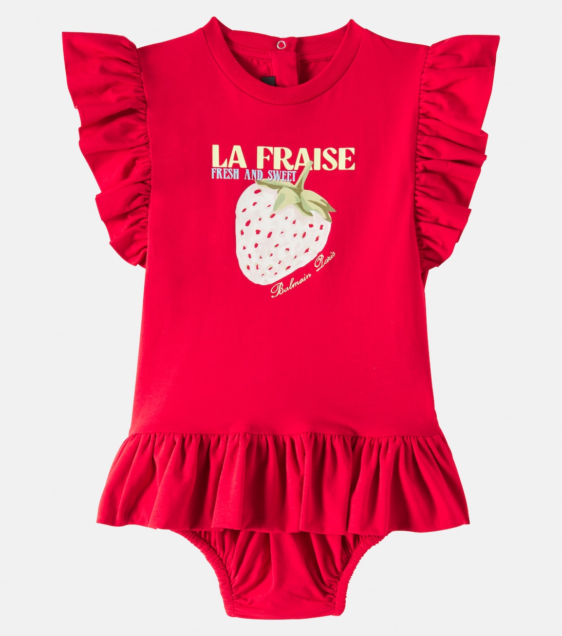 Baby - Abito in jersey di cotone con culottes | Balmain Kids