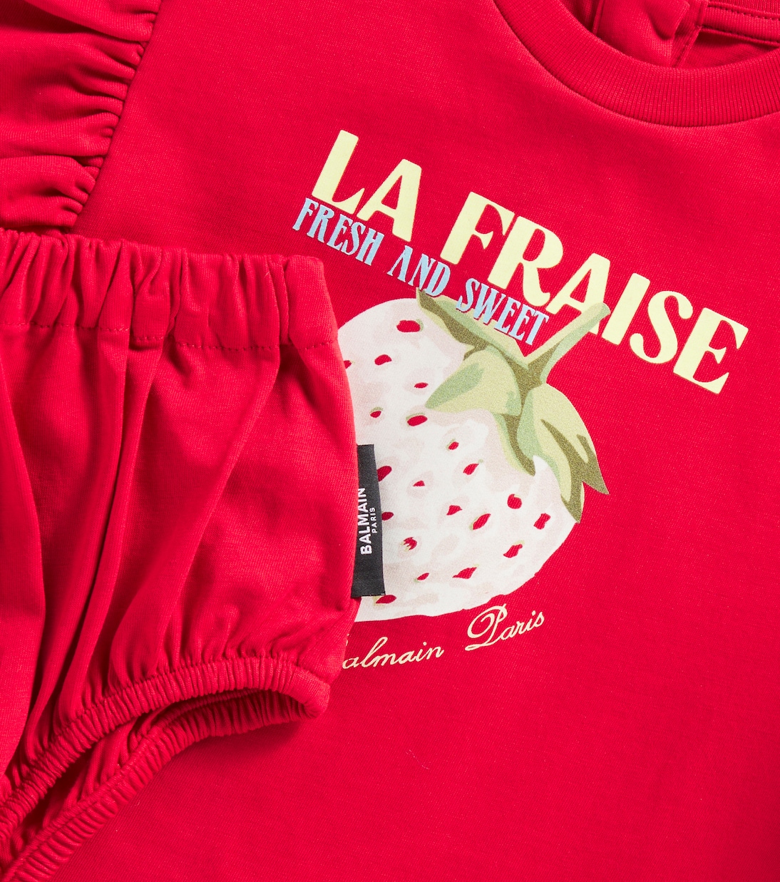 Baby - Abito in jersey di cotone con culottes | Balmain Kids