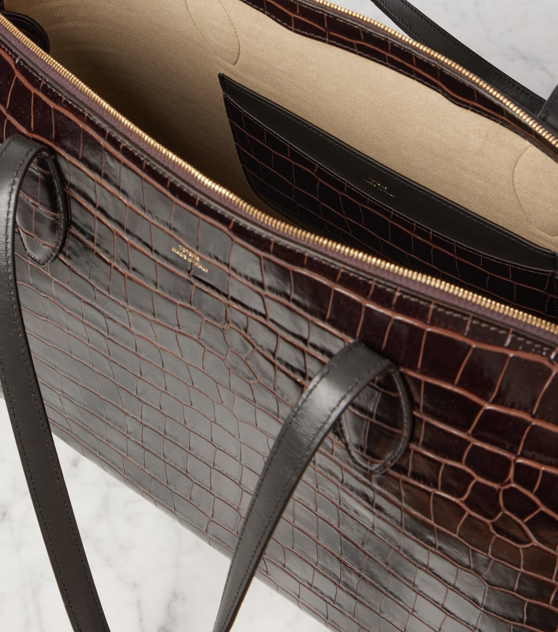 Croc-effect leather tote bag | Toteme