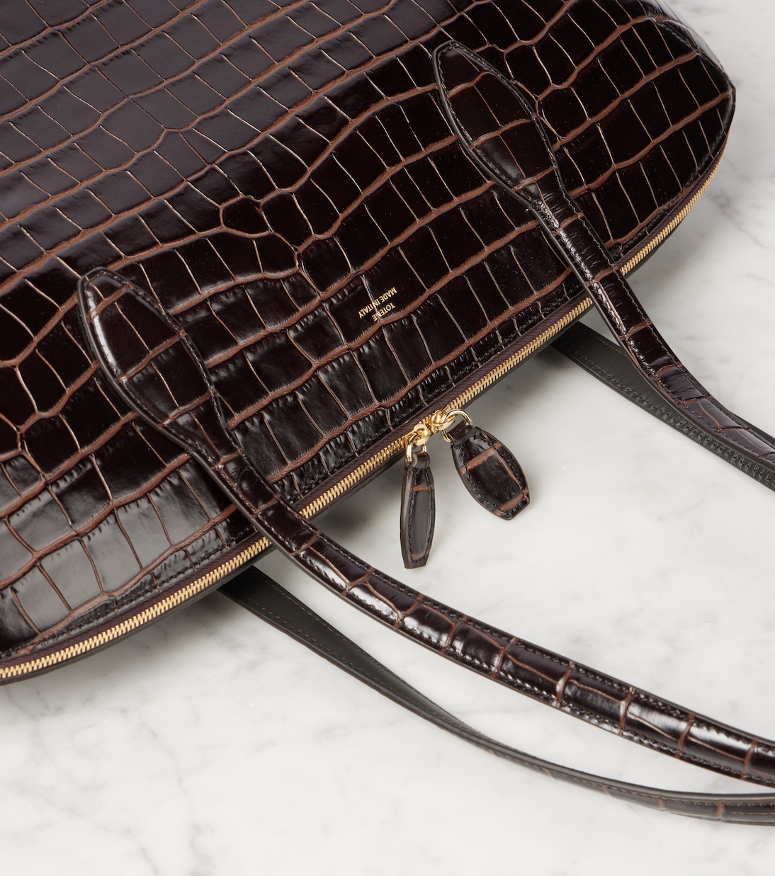 Croc-effect leather tote bag | Toteme