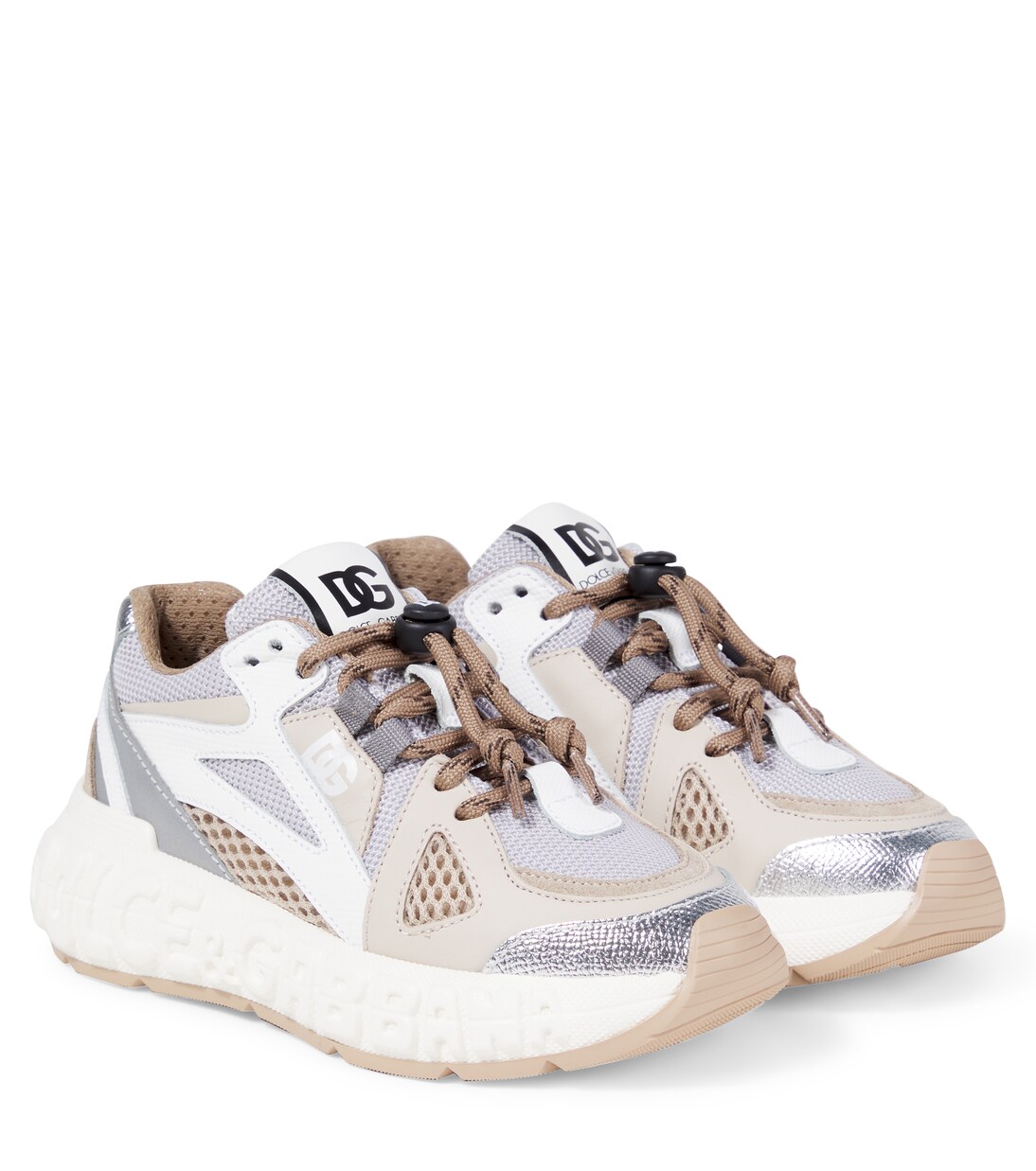 Zapatillas DG de piel con malla | Dolce&Gabbana Kids