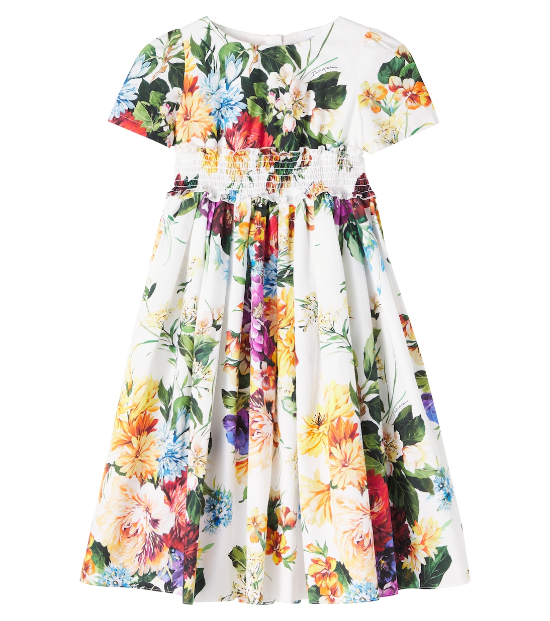 Abito in popeline di cotone con stampa floreale | Dolce&Gabbana Kids