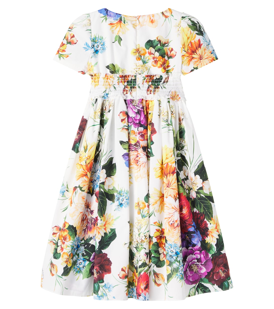 Abito in popeline di cotone con stampa floreale | Dolce&Gabbana Kids