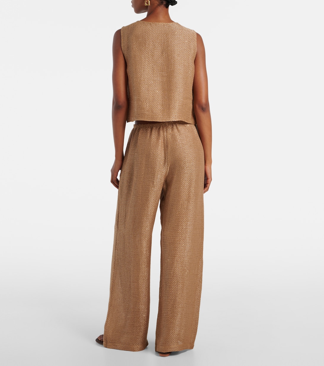 Pantalon ample Stella en lin mélangé à sequins | Leset