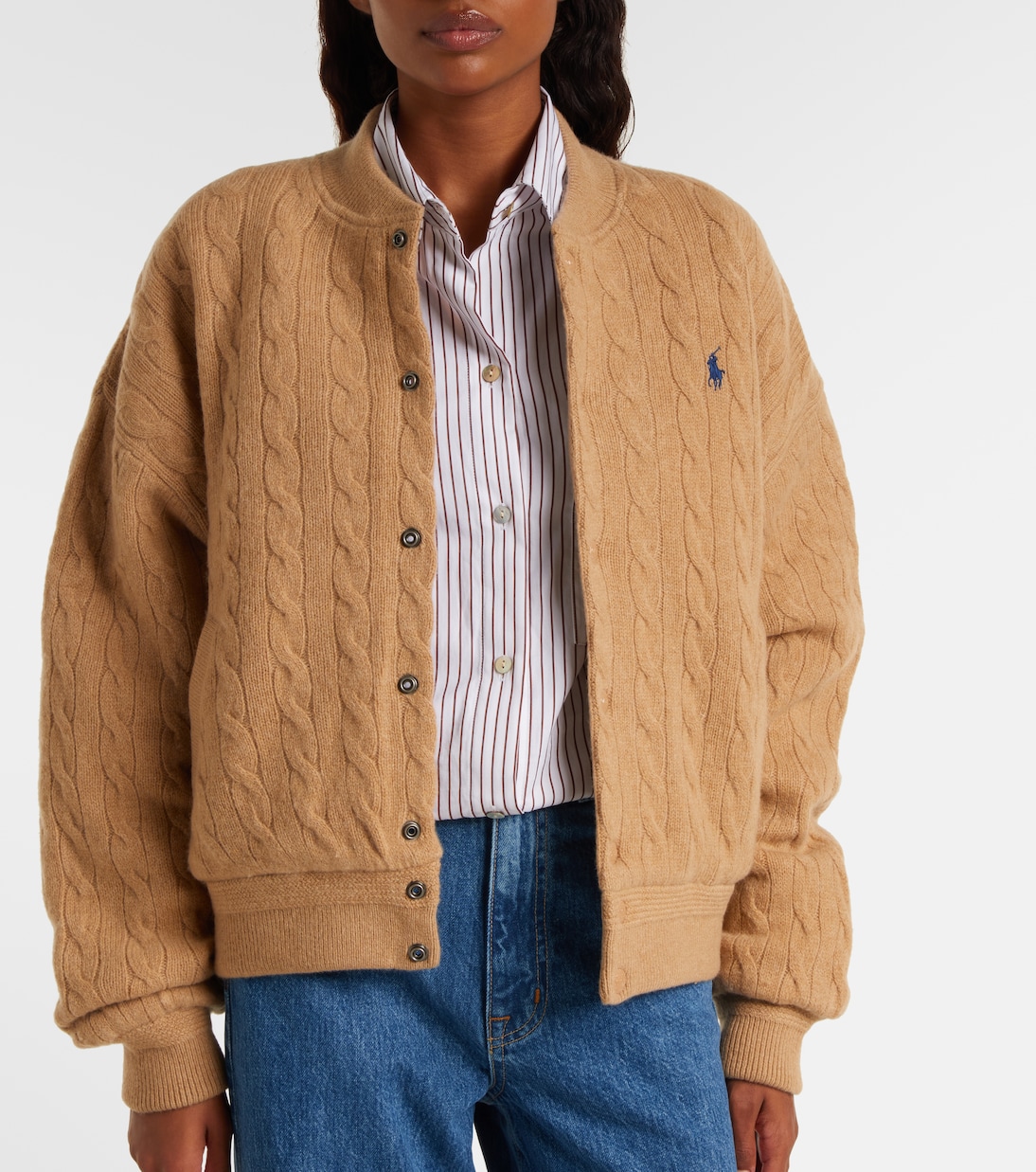 Cable-knit wool and cashmere bomber jacket | Polo Ralph Lauren