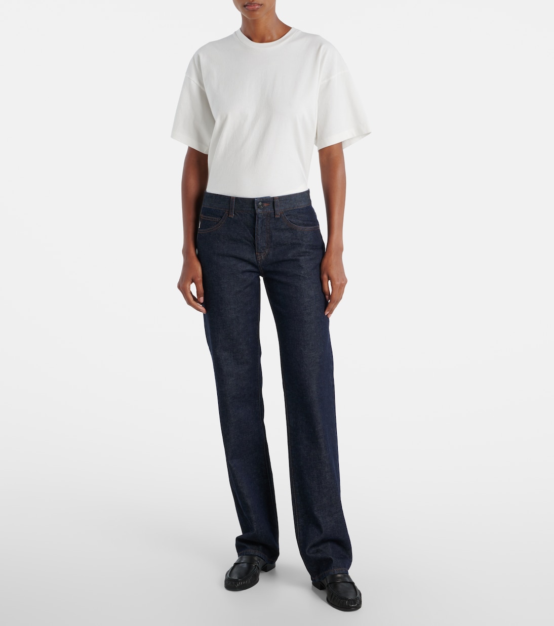 Carlyl mid-rise straight jeans | The Row