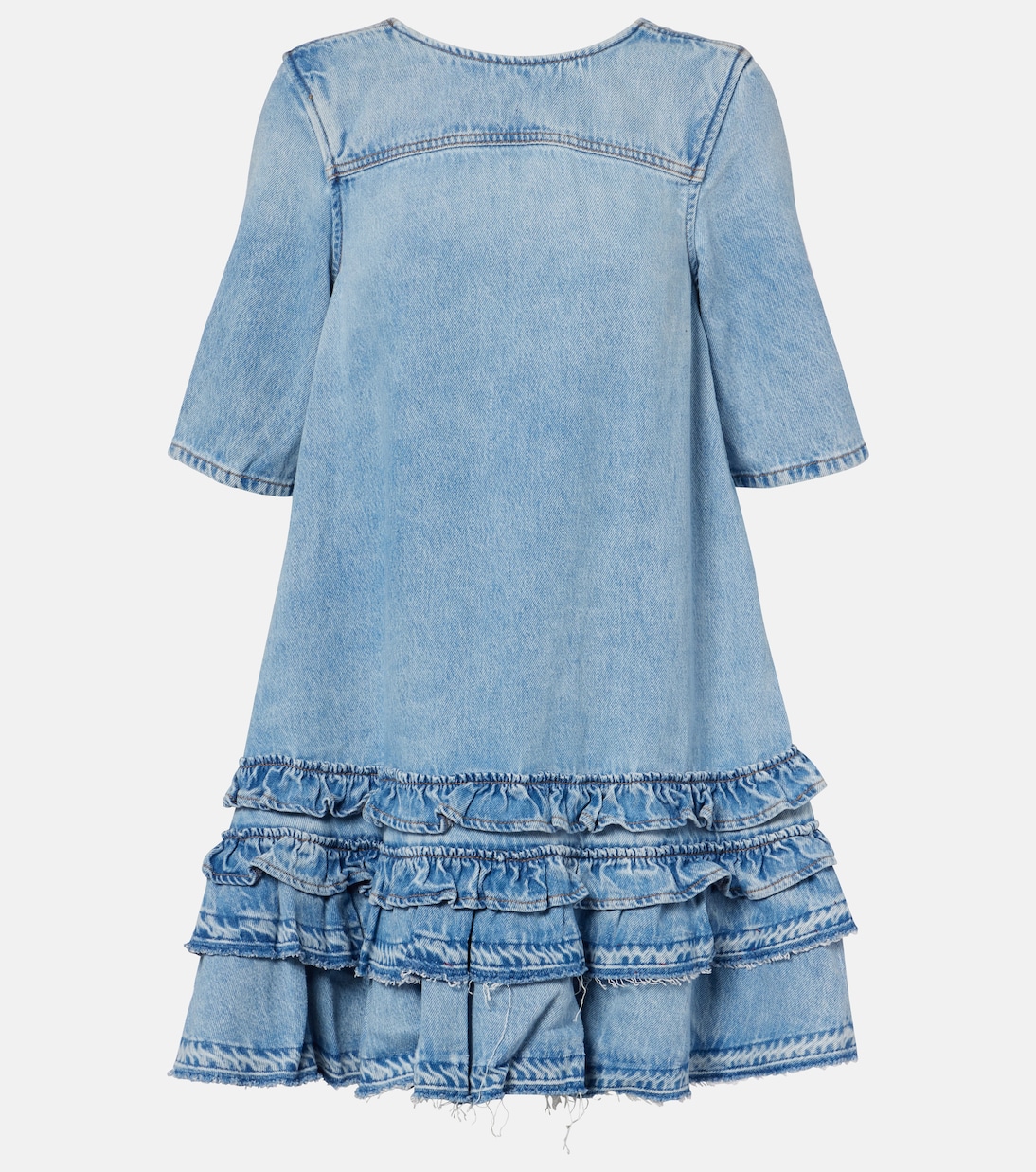 Ruffled denim minidress | Ganni