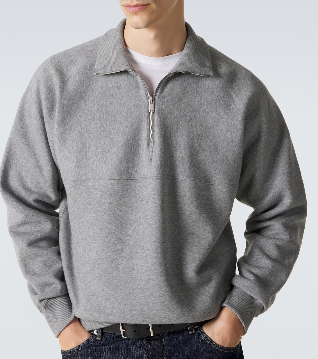 Cotton terry half-zip sweatshirt | Jil Sander