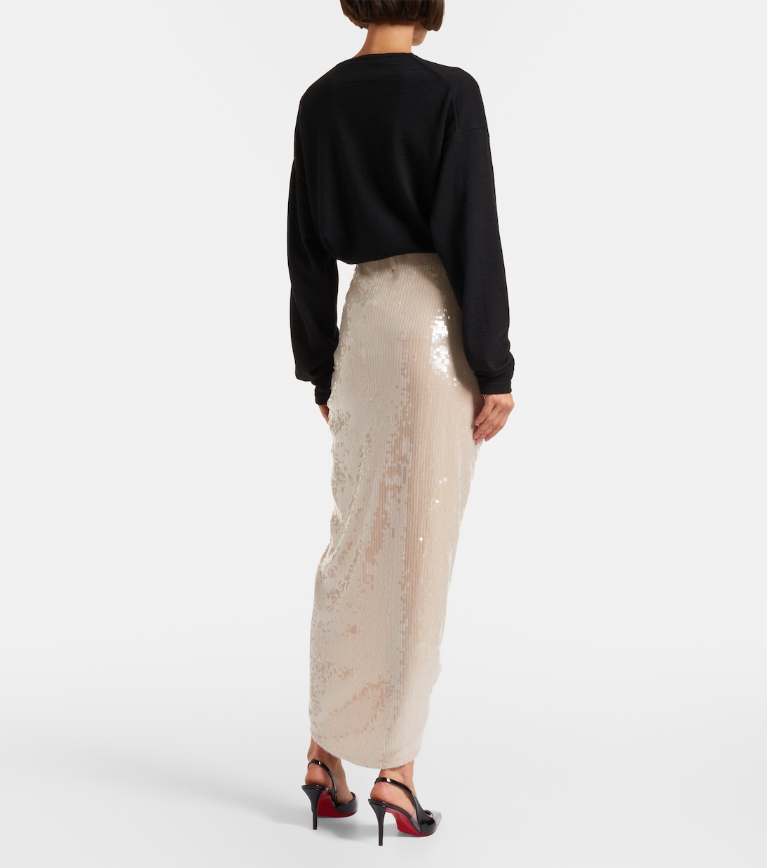 Rositana floral-appliqué sequined wrap skirt | Rotate