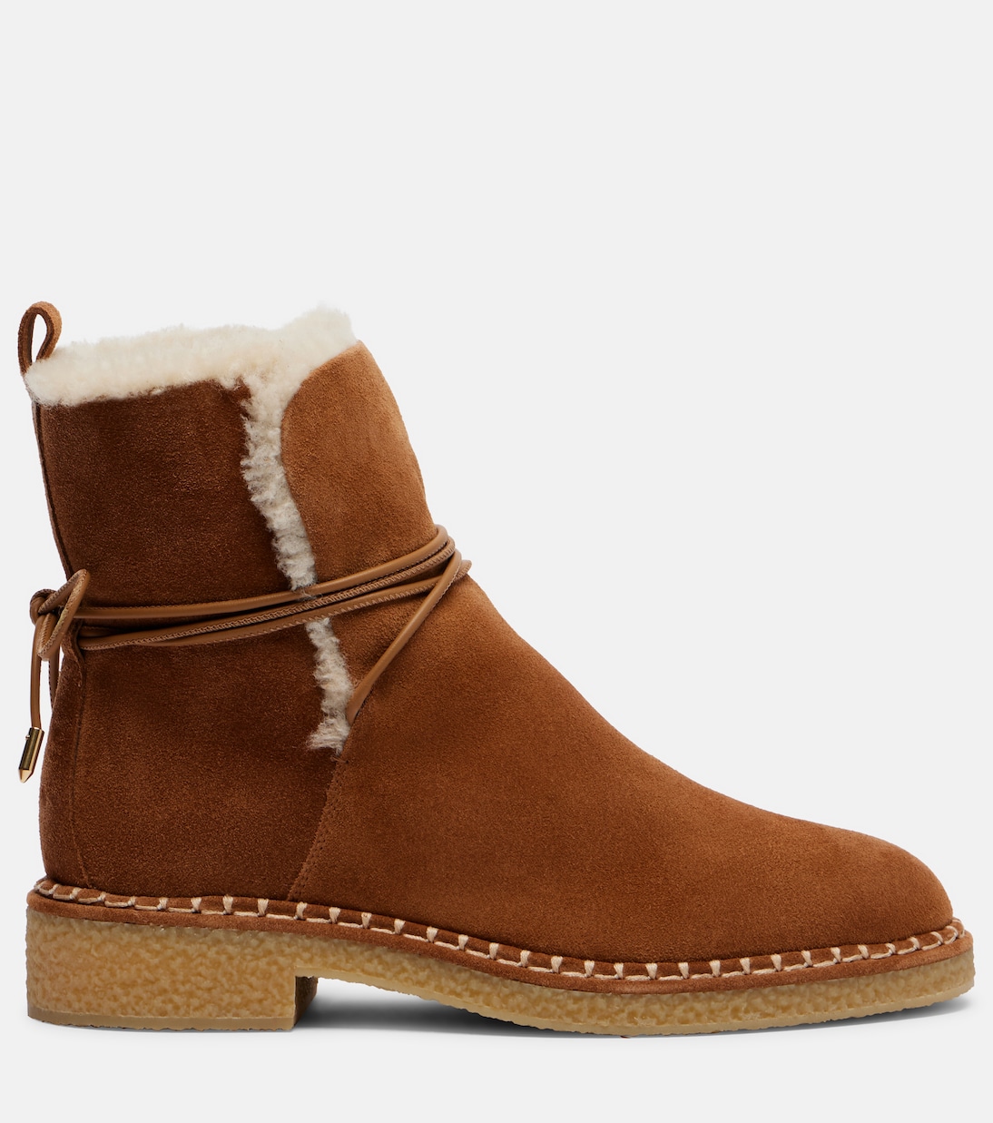 Megeve shearling-trimmed suede ankle boots | Aquazzura