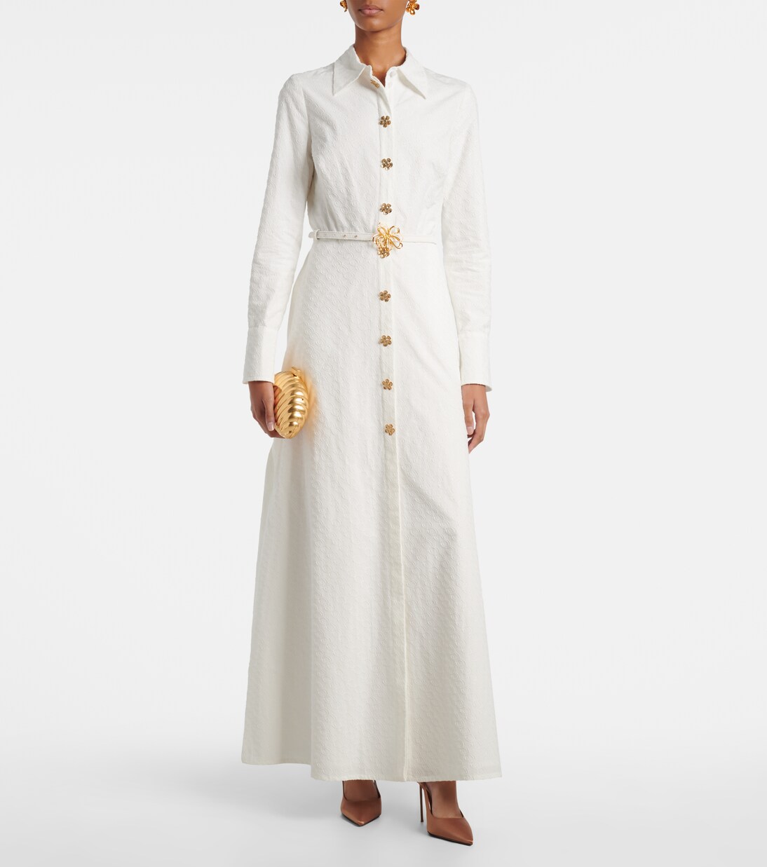 Belted cotton poplin shirt dress | Oscar de la Renta