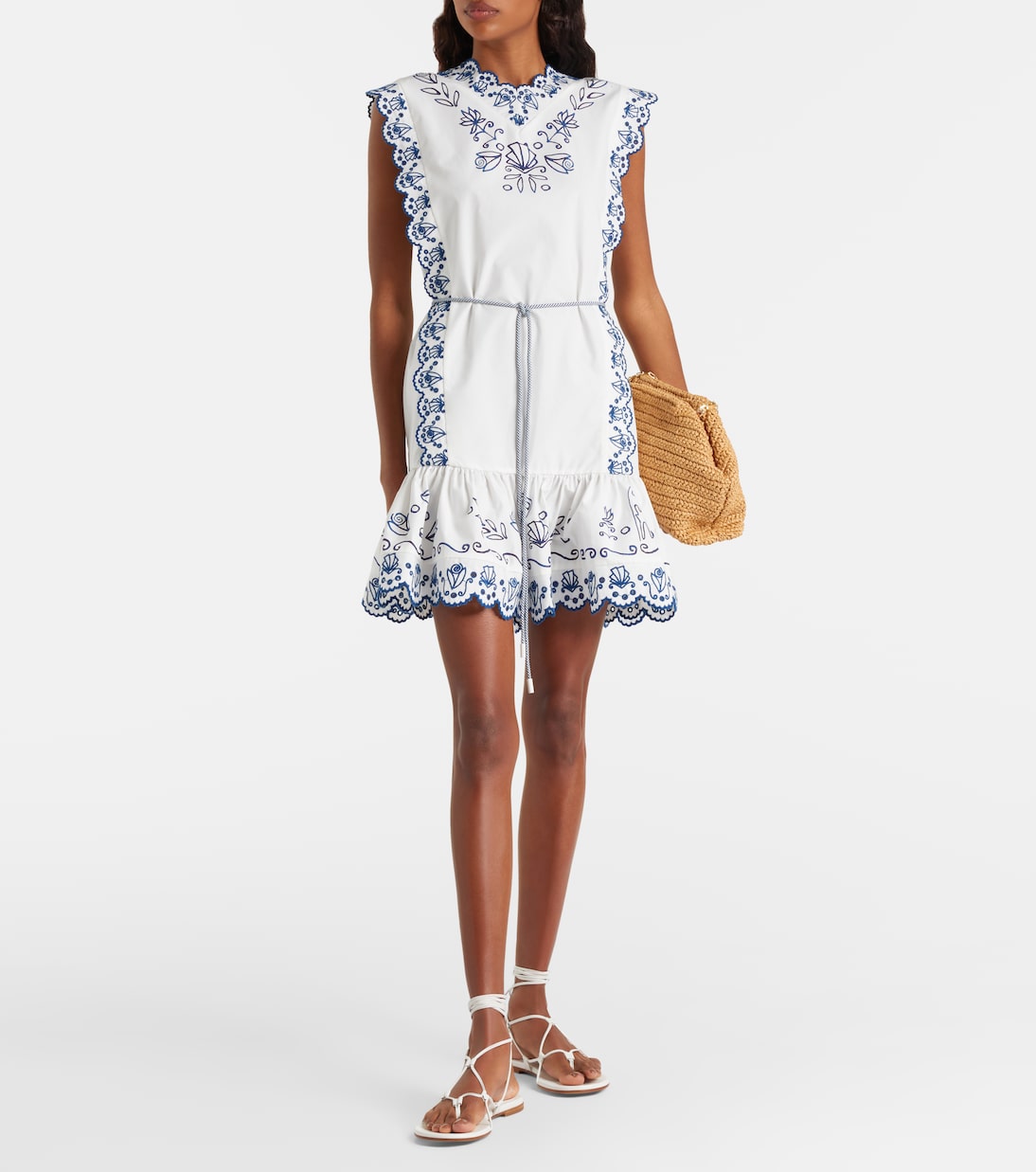 Vestido corto Leela de algodón bordado | Alémais