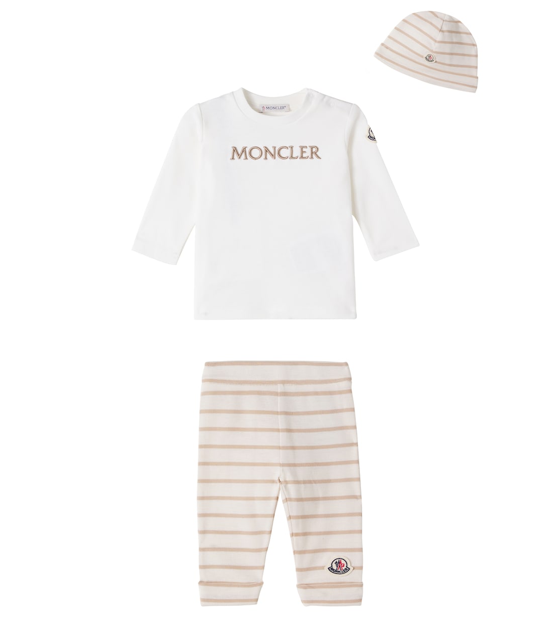Baby cotton top, pants, and beanie set | Moncler Enfant