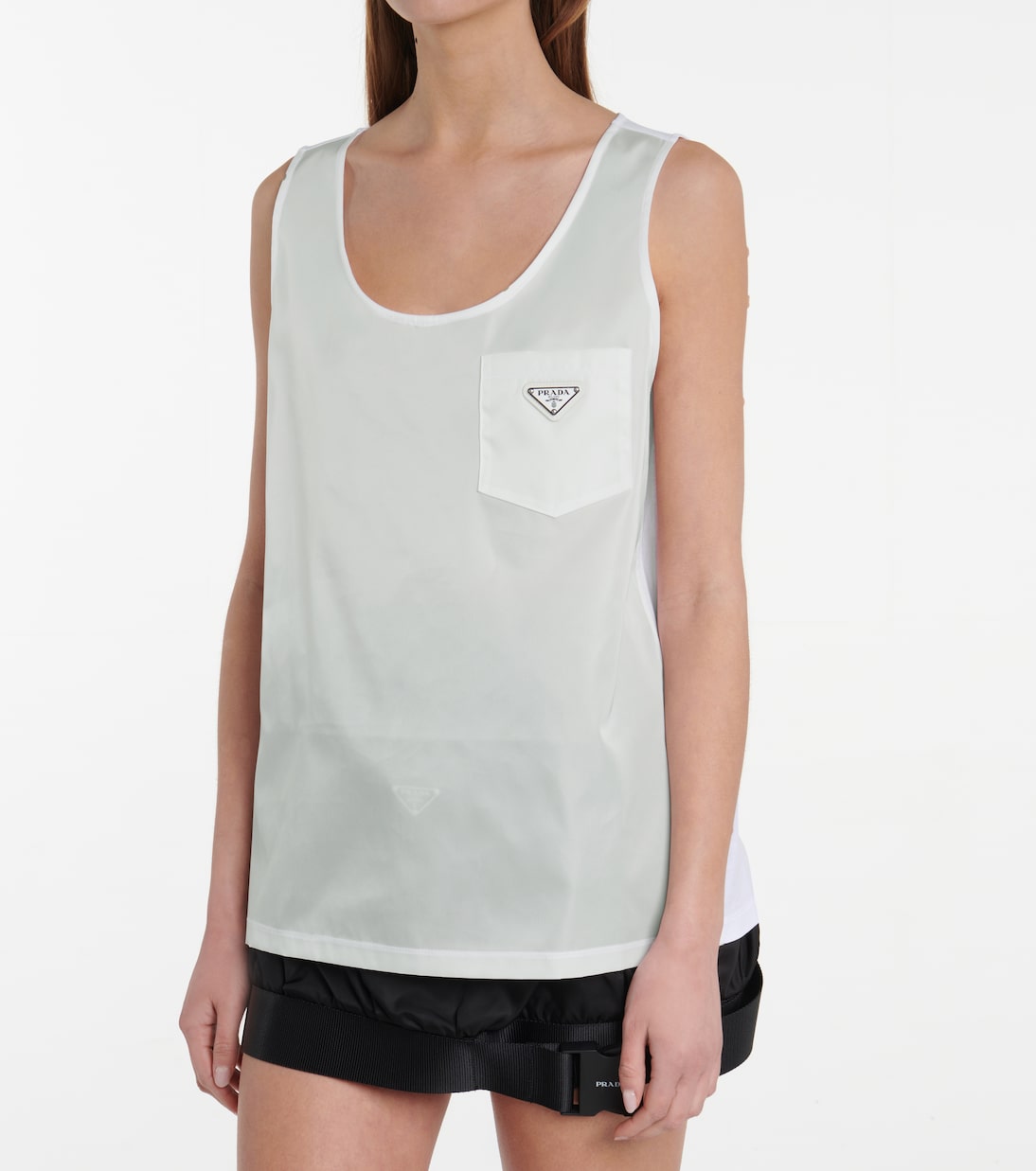 Tank top de sarga con logo | Prada