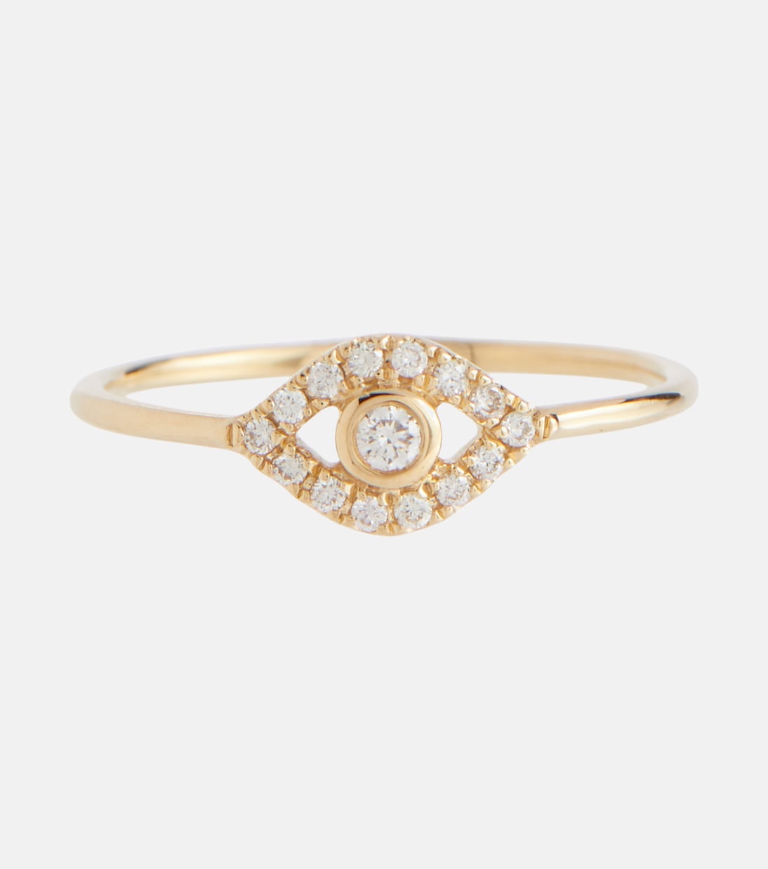 Anello in oro 14kt con occhio malocchio e diamanti Sydney Evan per giovani
