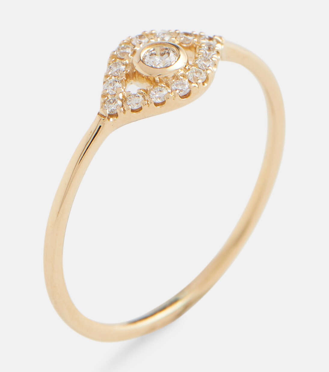 Anello in oro 14kt con occhio malocchio e diamanti Sydney Evan per giovani