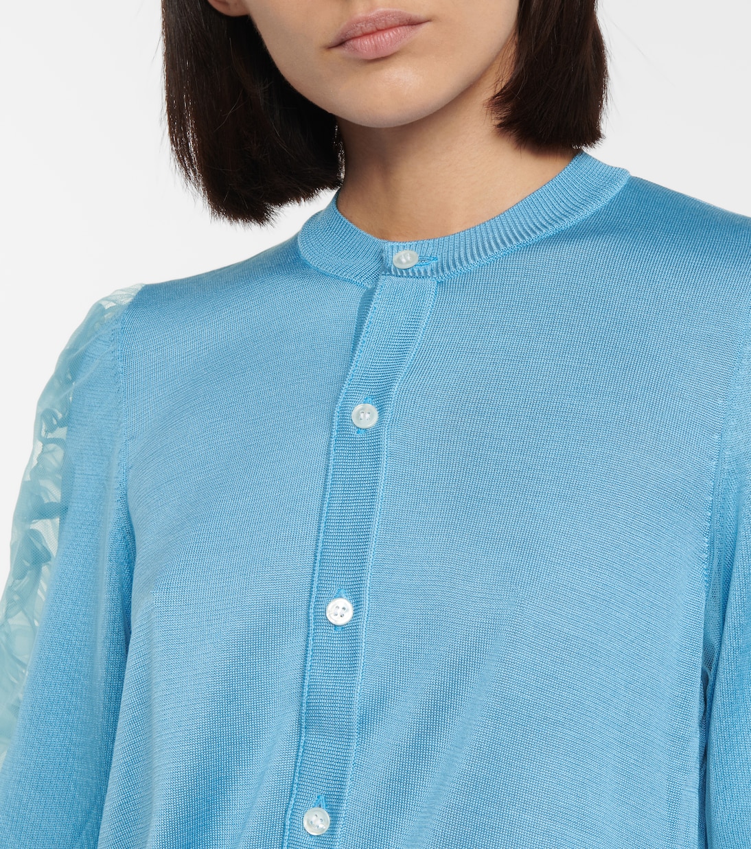 Tulle-trimmed silk cardigan | Noir Kei Ninomiya