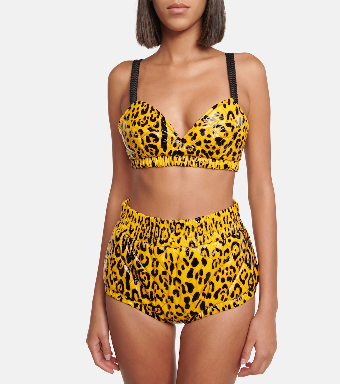 Bralette in similpelle con stampa leopardata | Dolce&Gabbana