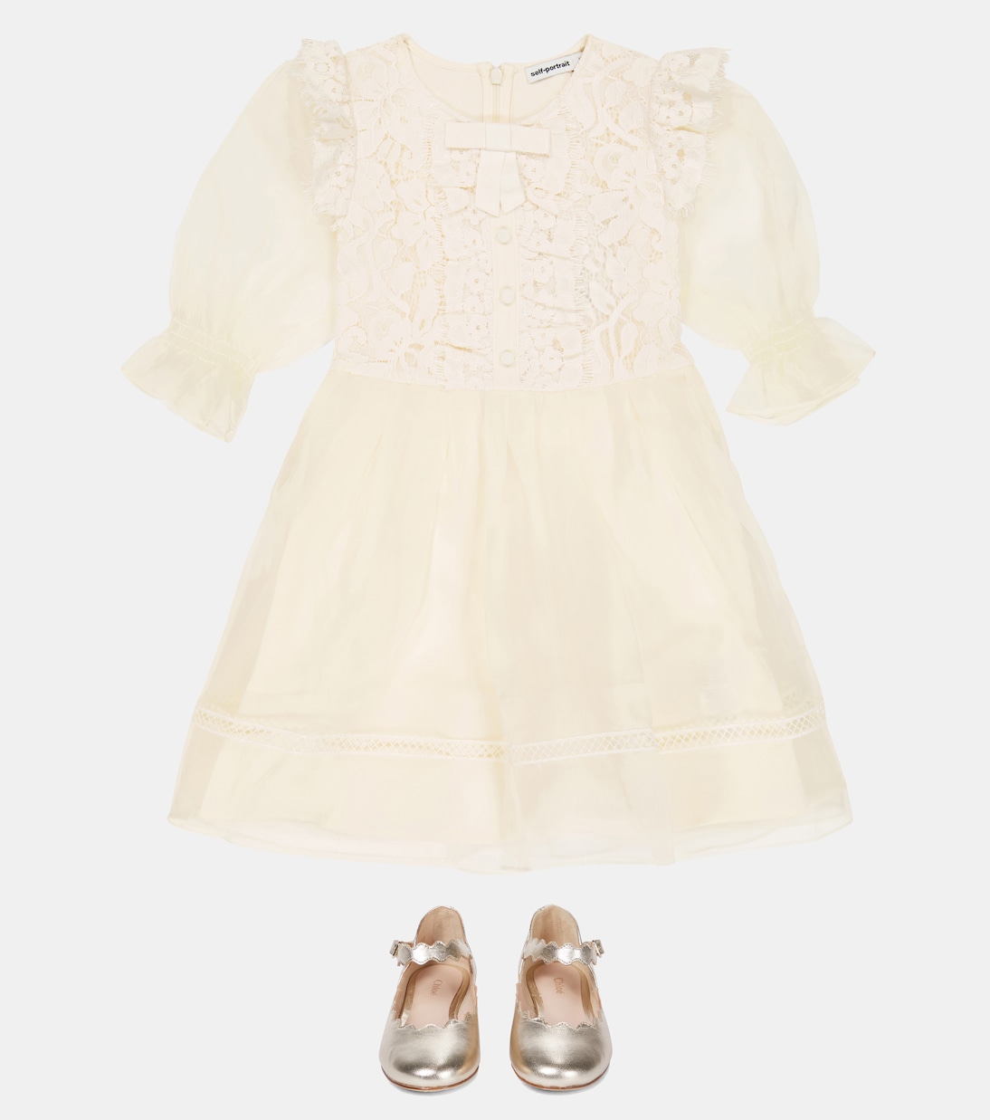 Abito in organza con pizzo | Self-Portrait Kids