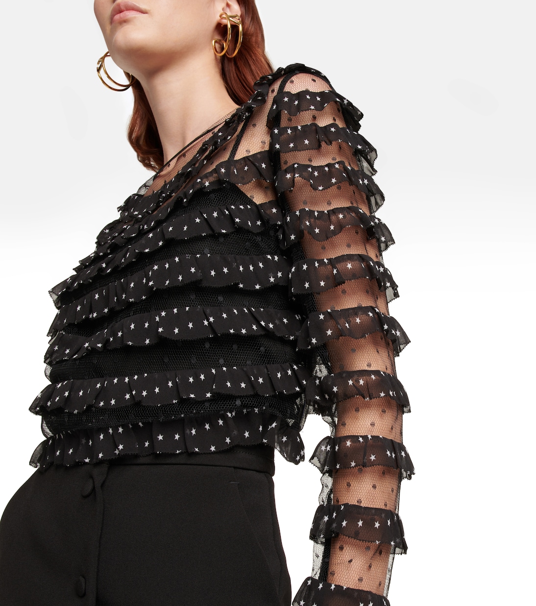 Blusa Point d'esprit in tulle | REDValentino