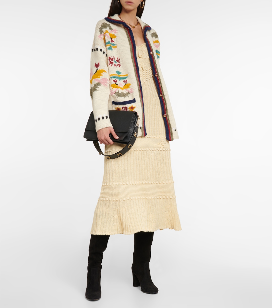 Linen and silk knit midi dress | Etro