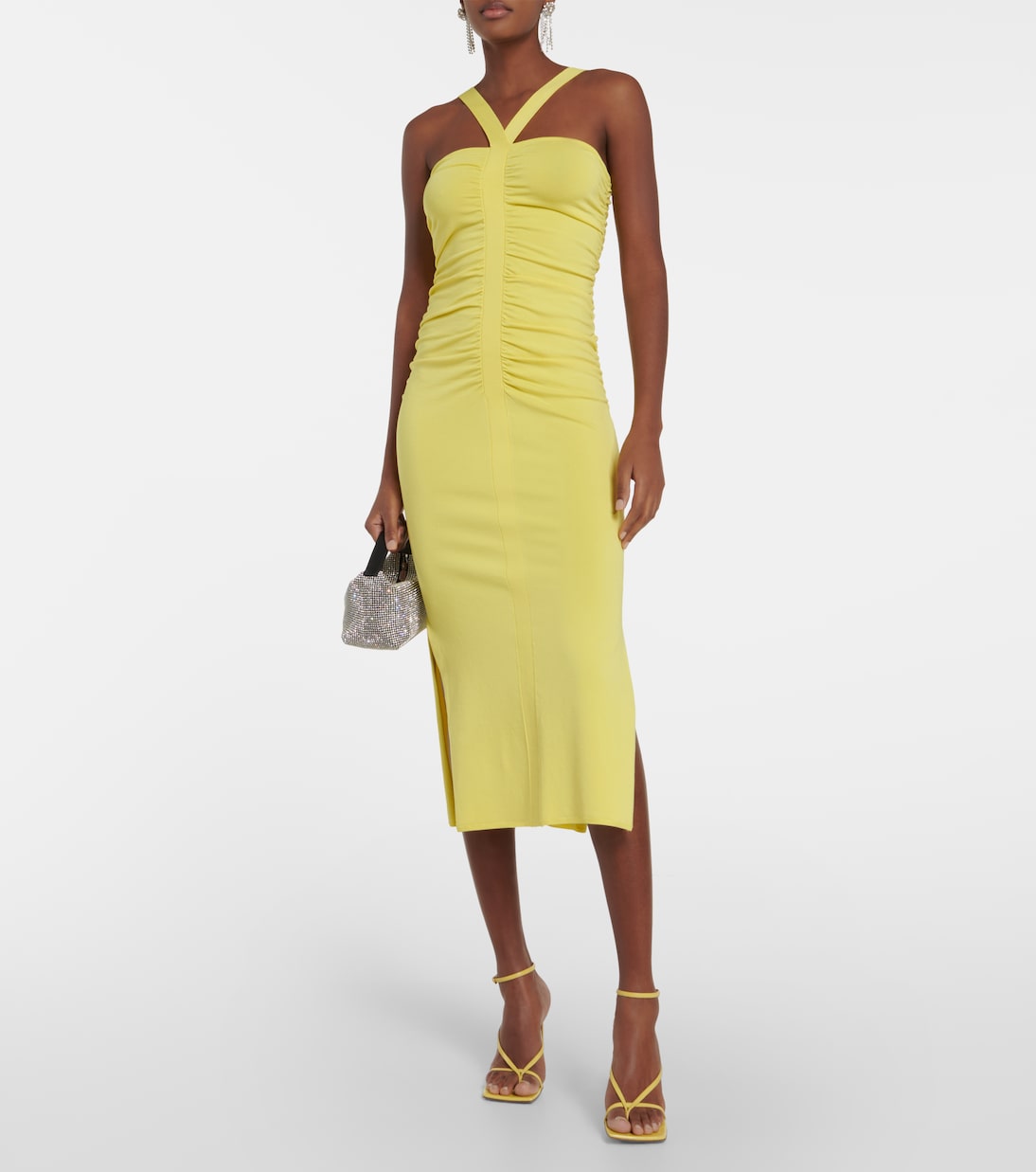 Darya ruched ribbed-knit midi dress | Simkhai