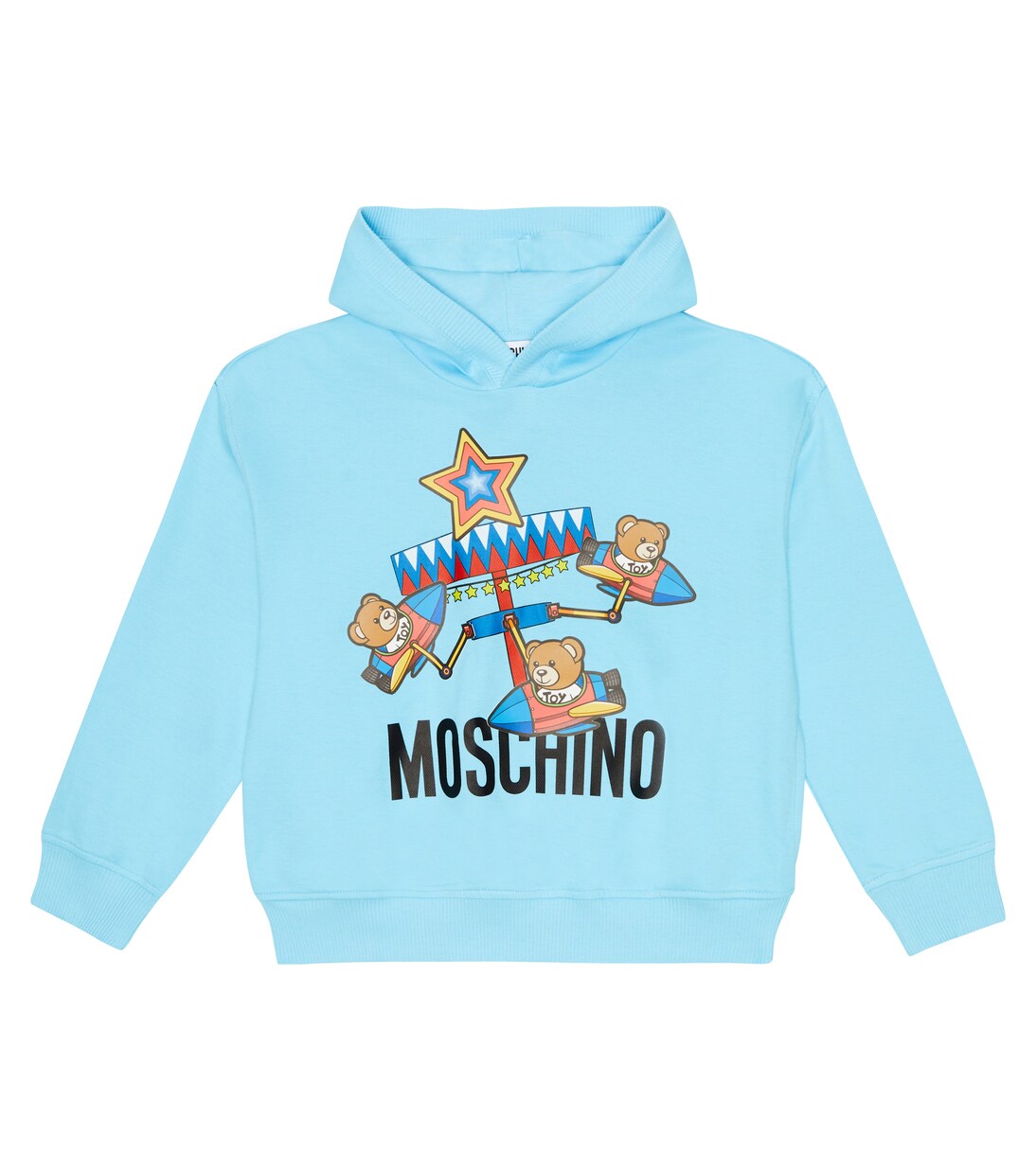 Felpa in cotone con cappuccio e orsetto | Moschino Kids
