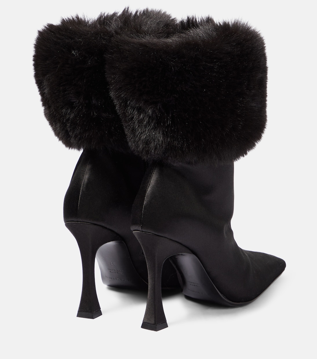 Faux fur-trimmed satin ankle boots | Magda Butrym