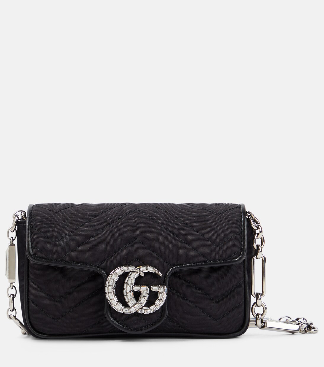 GG Marmont Mini moire belt bag in black Gucci Mytheresa